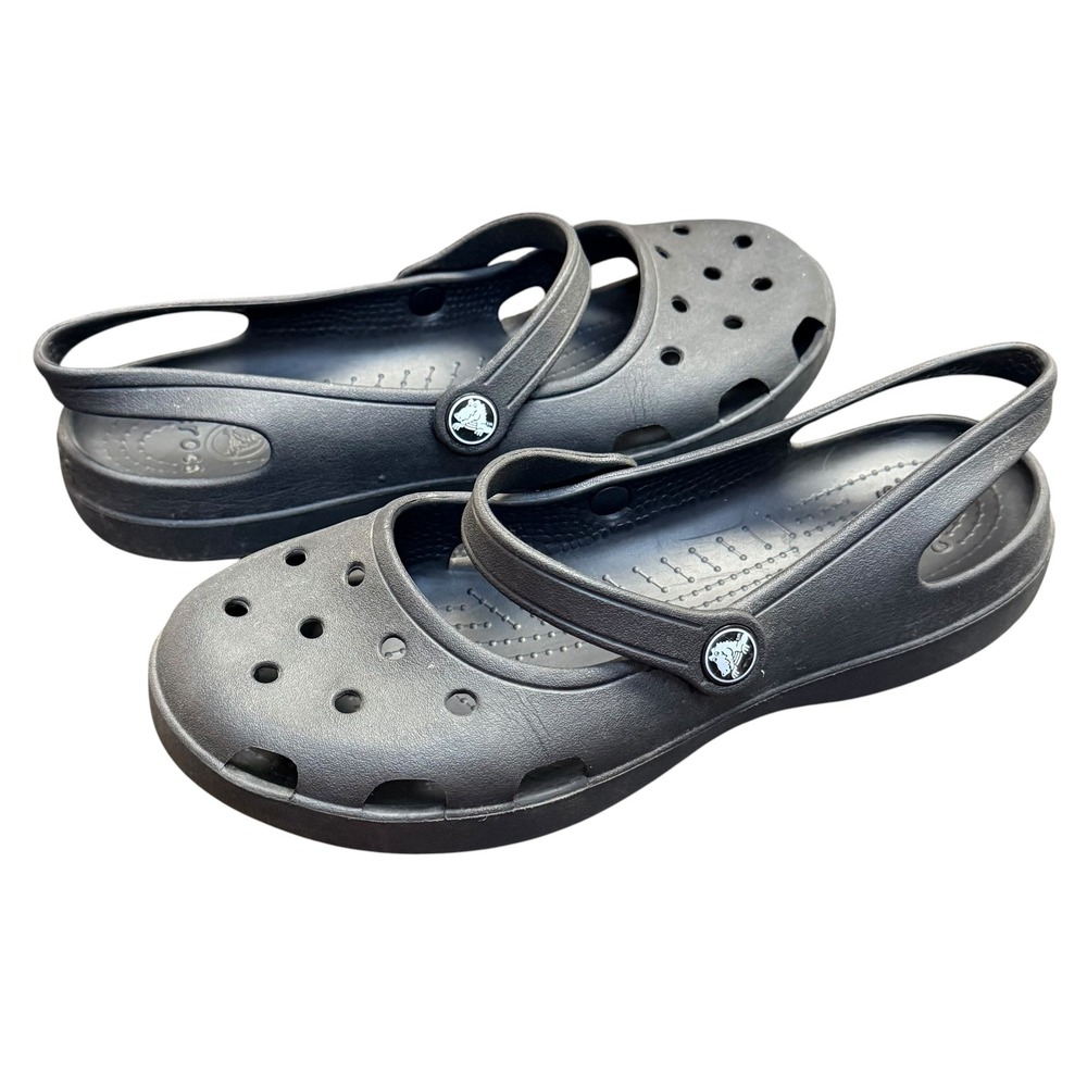 Crocs Clogs Women Size 9 Black Mary Jane Classic Comfort Slip On Shoes
